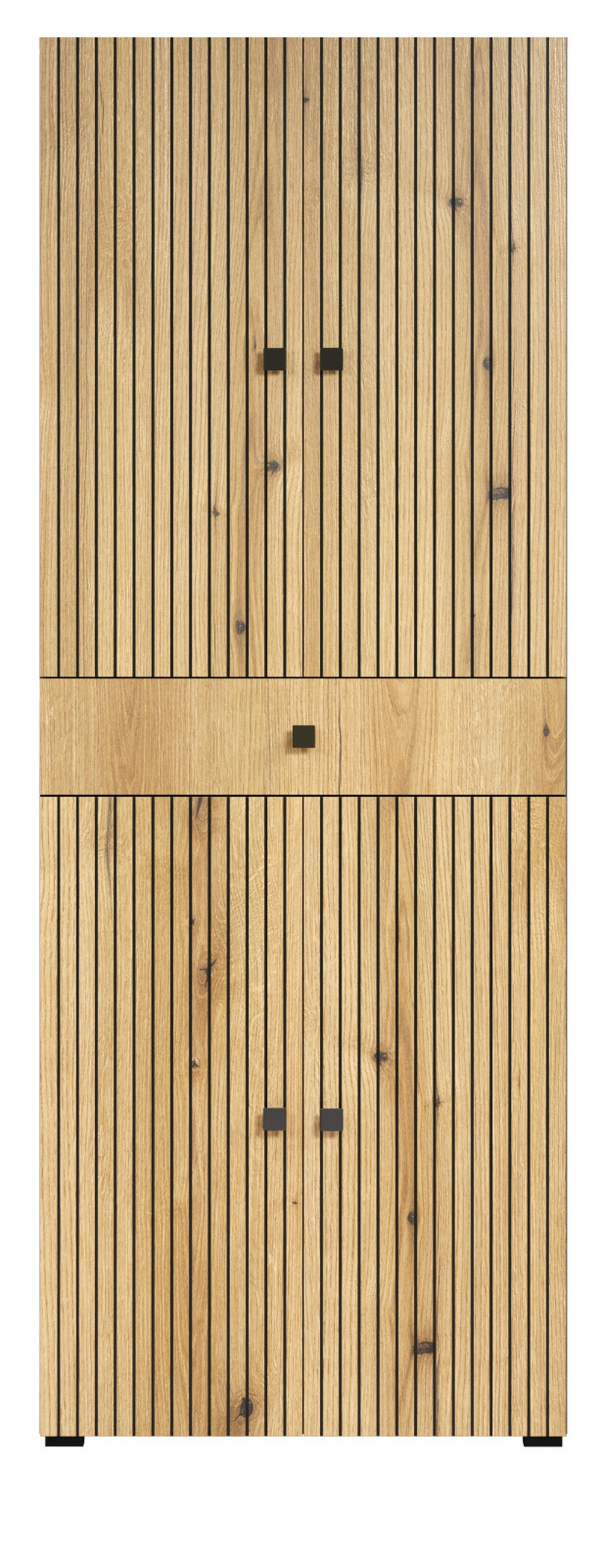 HOCHSCHRANK Evoke Eiche, grau 70 x 186 cm, Badschrank 4-türig - Eichefarben/Anthrazit, Holzwerkstoff/Metall (70/186/31cm) - Top.Furn