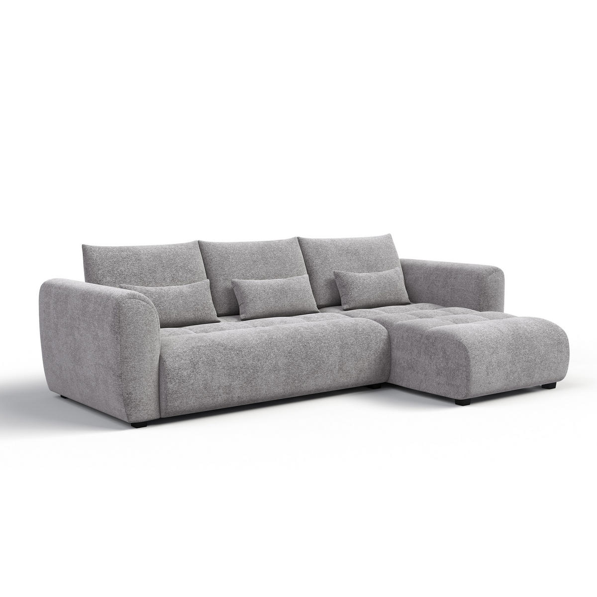 ECKSOFA SORENO 4-Sitzer, platingrau - Schwarz/Grau, Holz/Textil (293/171cm) - Courtois Laville