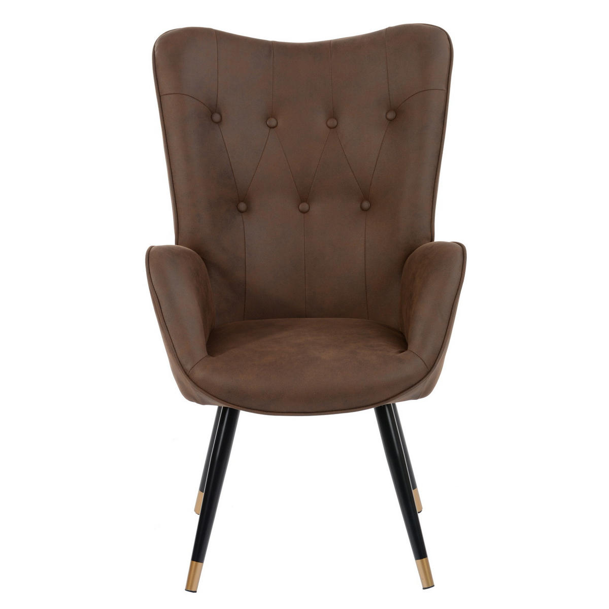 SESSEL Stoff, Beine aus Massivholz dunkelbraun - Dunkelbraun/Schwarz, Holz/Textil (66/104/71cm) - Urban Meuble