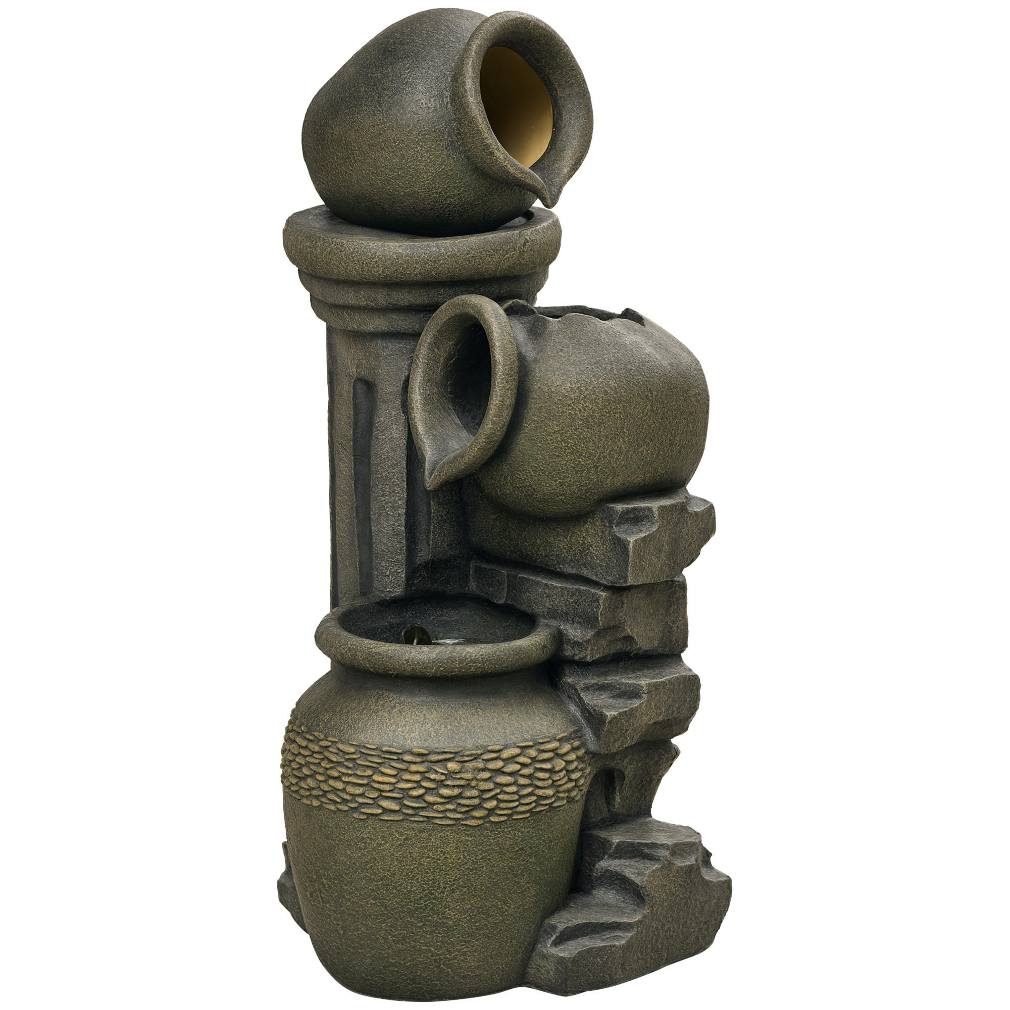SPRINGBRUNNEN DE-10149 3-stufig, verstellbare Pumpe Grau - Grau, Kunststoff (36.5/32/73cm) - ComfortXL