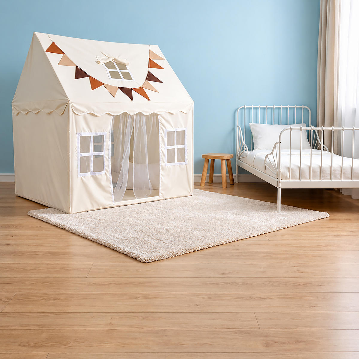 STAN Béžový dětský s girlandou - béžová, kov/textil (125/95cm) - Relaxdays