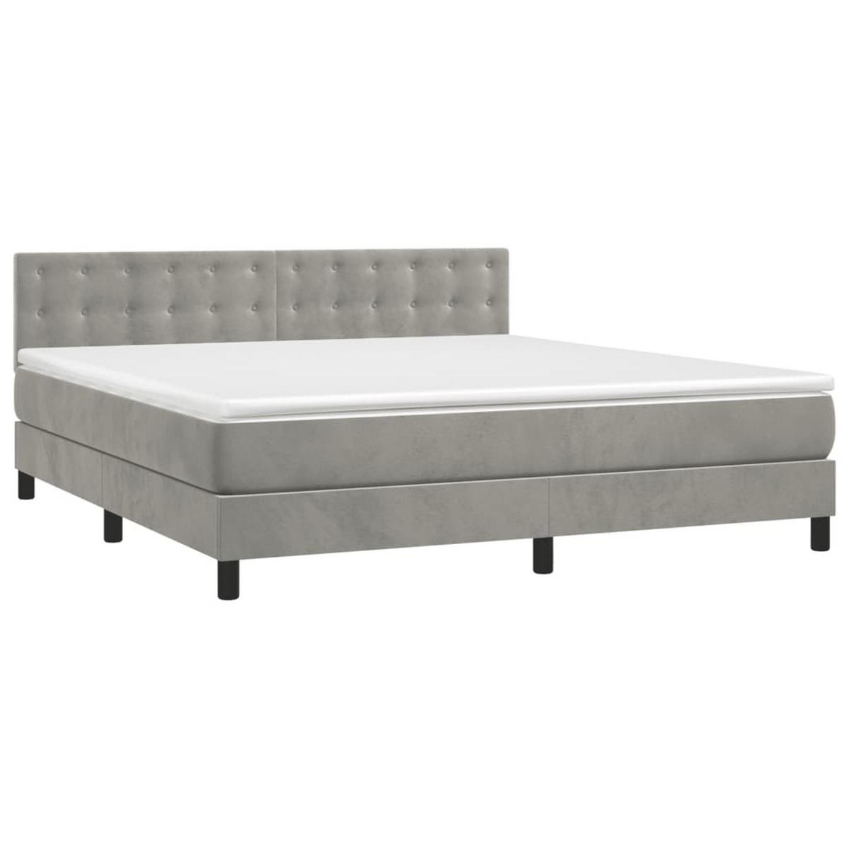 BOXSPRINGBETT mit Matratze und LED, 78/88 cm Kopfteil, 160/200 cm aus Samt, Hellgrau - Hellgrau, Textil - vidaXL