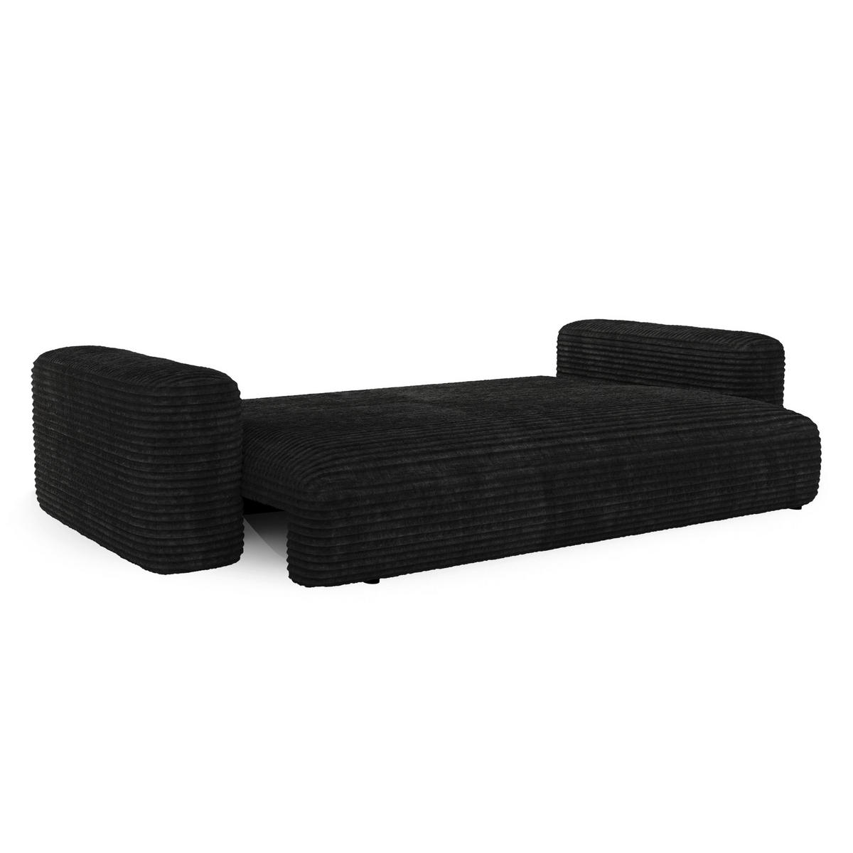 SCHLAFSOFA mit Stauraum LIOR XXL-Cord Schwarz 260cm - Schwarz, Textil (260/83/100cm) - Premium Interiors