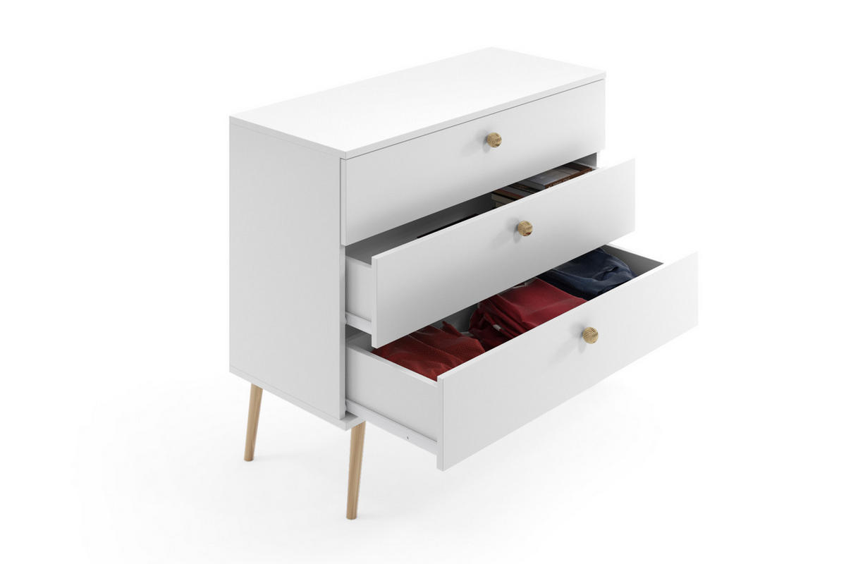 KOMMODE Schrank Kenure Weiß - Weiß, Holzwerkstoff (41/85/100cm) - Fedve