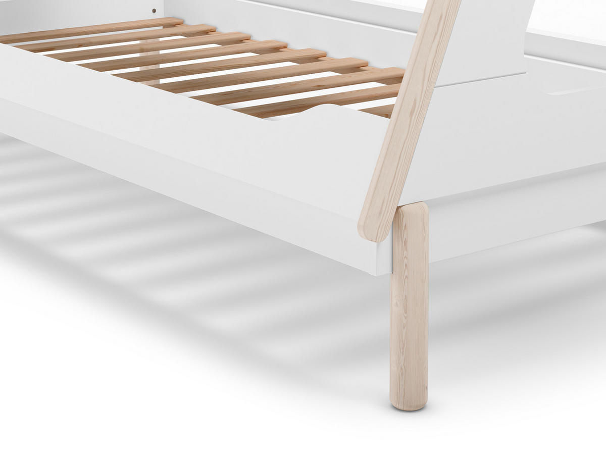 BELEUCHTETE Tipi-Hütte 90x190 cm modulare 104,1/205,6/162,4 cm - Weiß, Holz (90/190cm) - Calicosy