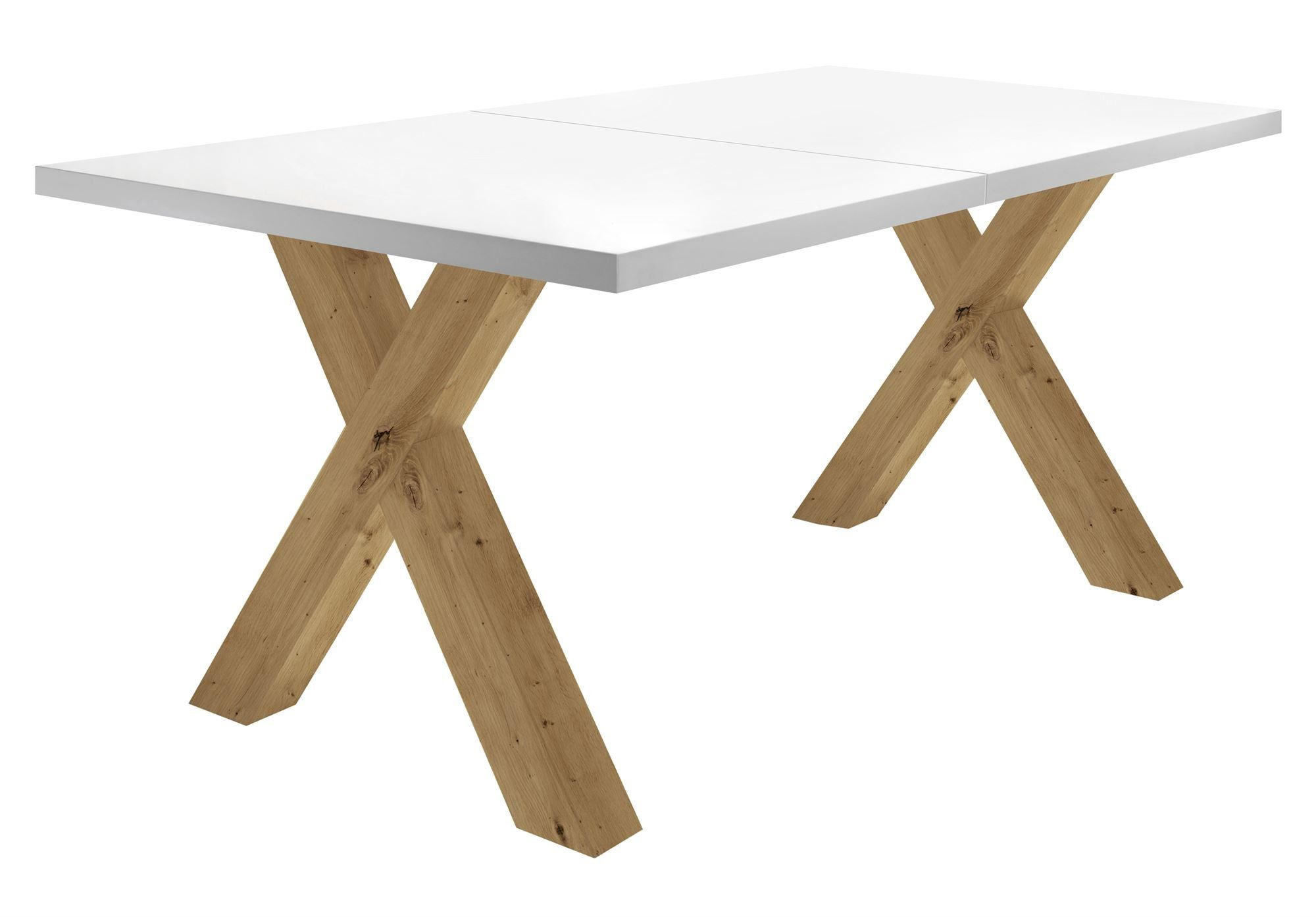 ESSTISCH ausziehbar Eike 1 140 x 90 x 75 Esszimmertisch Asteiche/Weiß Matt Lack - Weiß, Holz (140/90/75cm) - 58aufmkessel