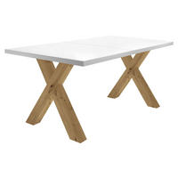 ESSTISCH ausziehbar Eike 1 160 x 90 x 75 Esszimmertisch Asteiche/Weiß Matt Lack - Weiß, Holz (160/90/75cm) - 58aufmkessel