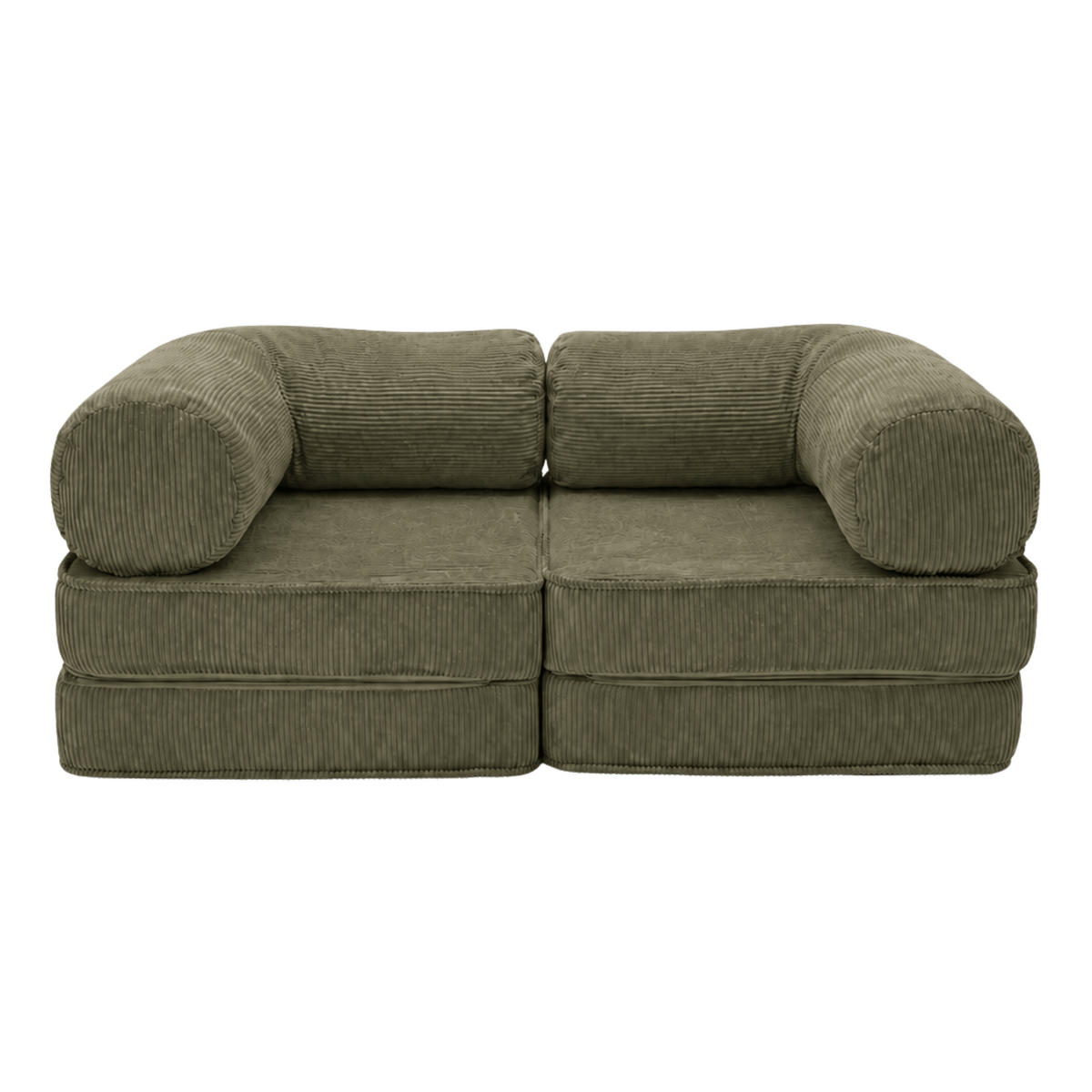 SOFA SURB Duo 100 Schlafsofa 2-Sitzer Khaki 200/100 cm - Chromfarben/Grün, Textil/Metall (200/70/100cm) - SURB