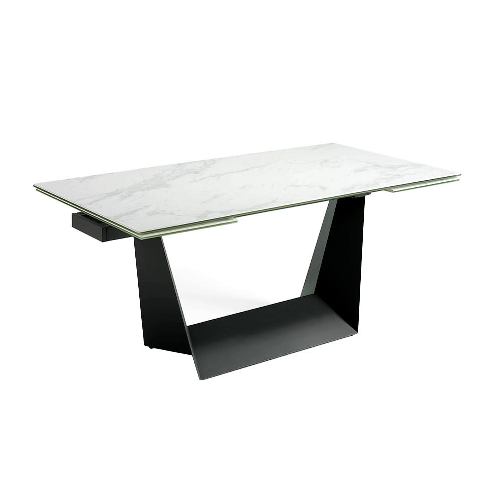ESSTISCH Rechteckig Schwarz Weiß 180/90/75 cm - Schwarz/Weiß, Stein/Metall (90/180/75cm) - ANGEL CERDA