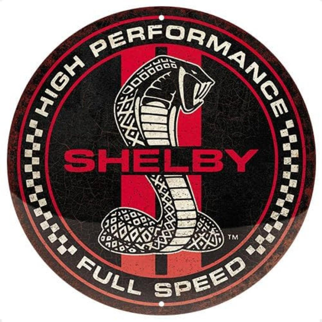BLECHSCHILD 35 cm Rund Shelby Full Speed Cobra Snake - Multicolor, Metall (35/35/0.2cm) - Nostalgic-Art