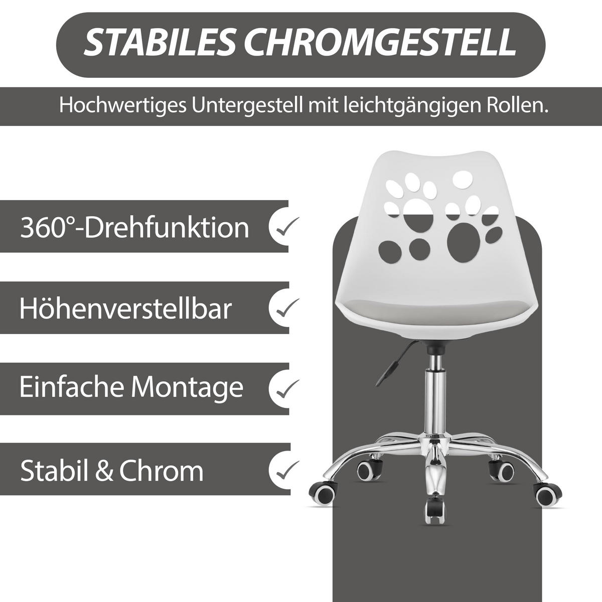 BÜRODREHSTUHL Weiß/Grau, Höhenverstellbar, Rollen, Ohne Armlehnen, Ergonomisch Für Büro Und Schlafzimmer - Weiß, Textil (51/94/58cm) - Best For Home