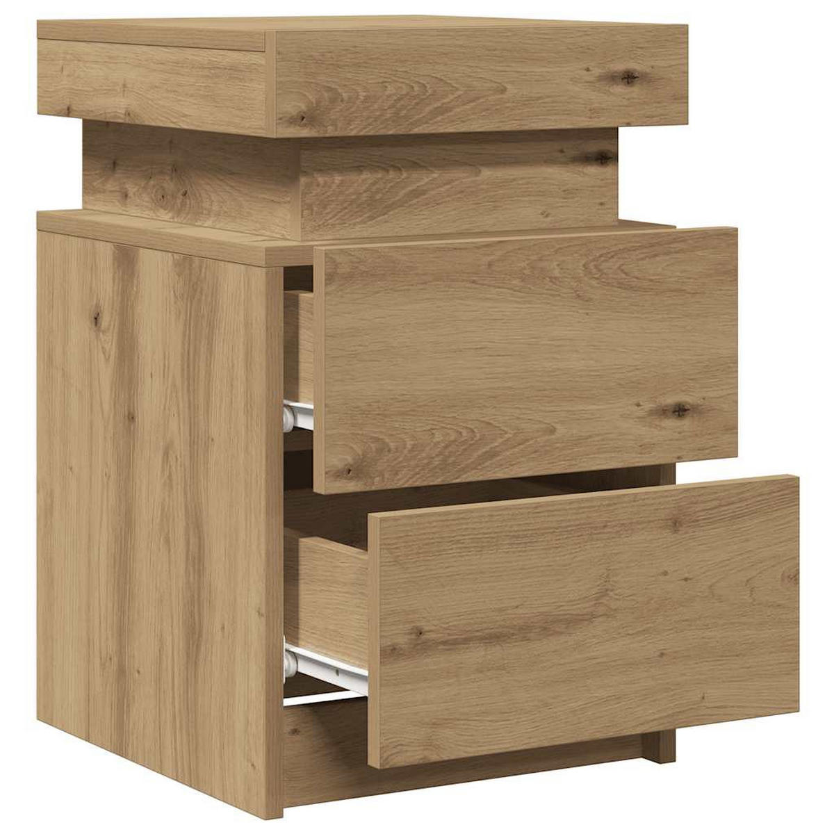 LED-NACHTTISCHE 2Er Set Artisan-Eiche 35/39/55 Cm Holzwerkstoff - Braun, Holzwerkstoff (39/55/35cm) - vidaXL