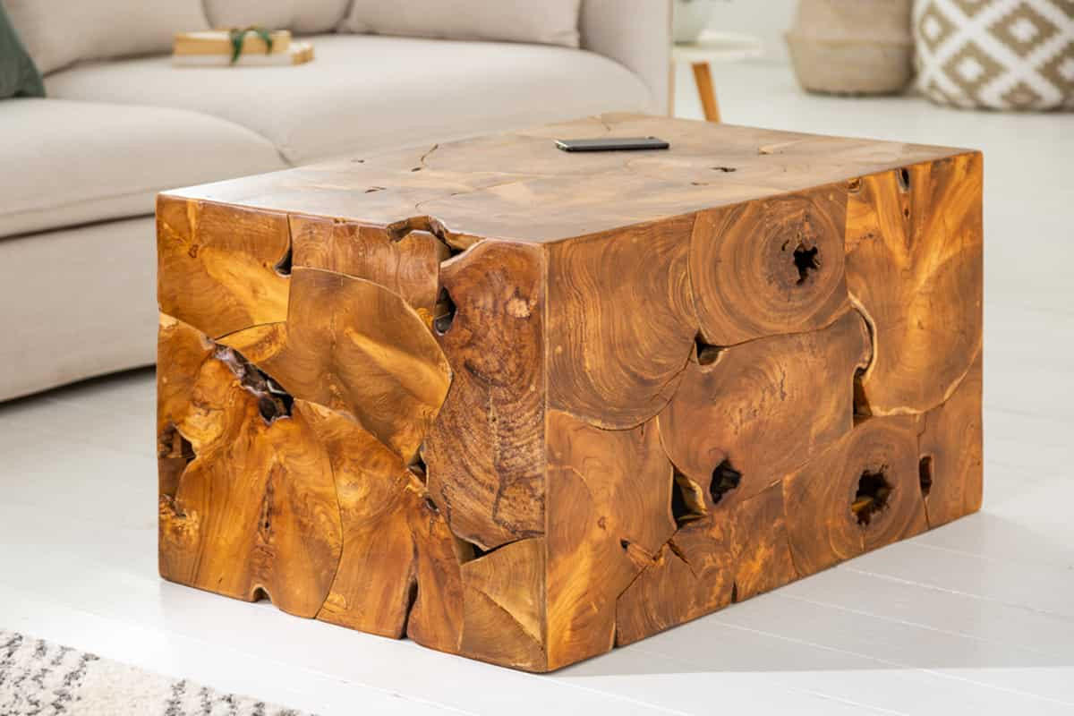 COUCHTISCH SQUARE Teakholz quadratisch Natur 90cm - Braun, Holz (60/90/50cm) - riess-ambiente