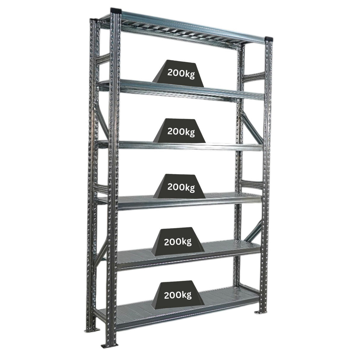 FACHBODENREGAL Proximo Stecksystem 210x120x32cm 6 Ebenen Beidseitig nutzbar Verzinkt - Silberfarben, Metall (120/210/32cm) - PROREGAL