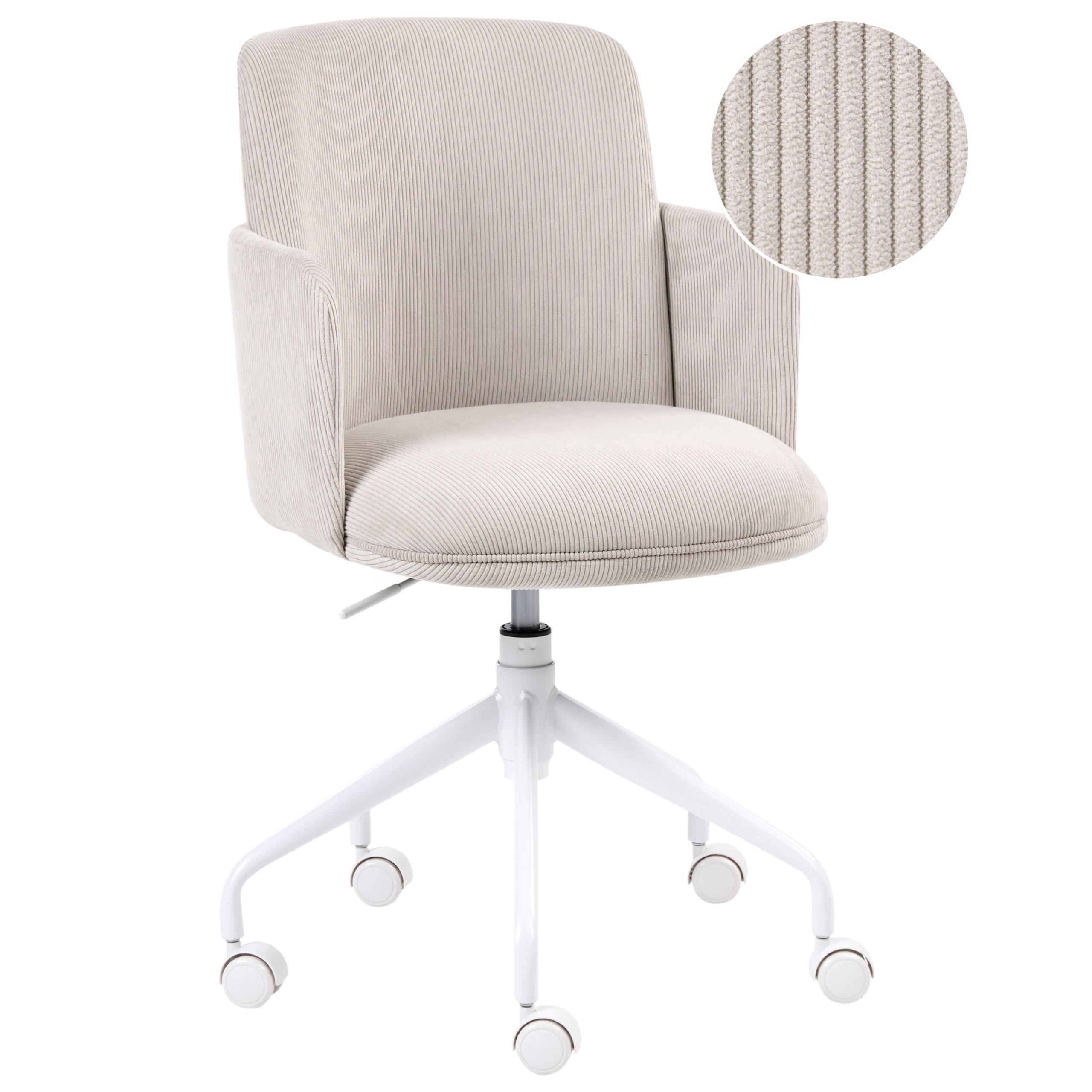 BÜROSTUHL Cord Hellbeige Dryden - Beige, Textil (60/84/60cm) - Beliani
