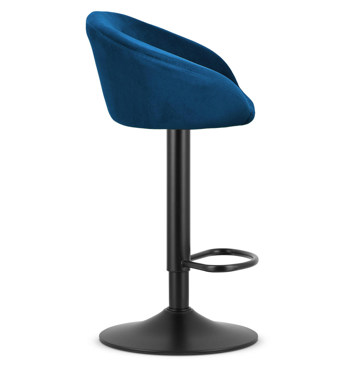 BARHOCKER 2-er Set EAST marineblauer Sitz, schwarze Basis - Schwarz/Dunkelblau, Textil (53/103/46cm) - Valora