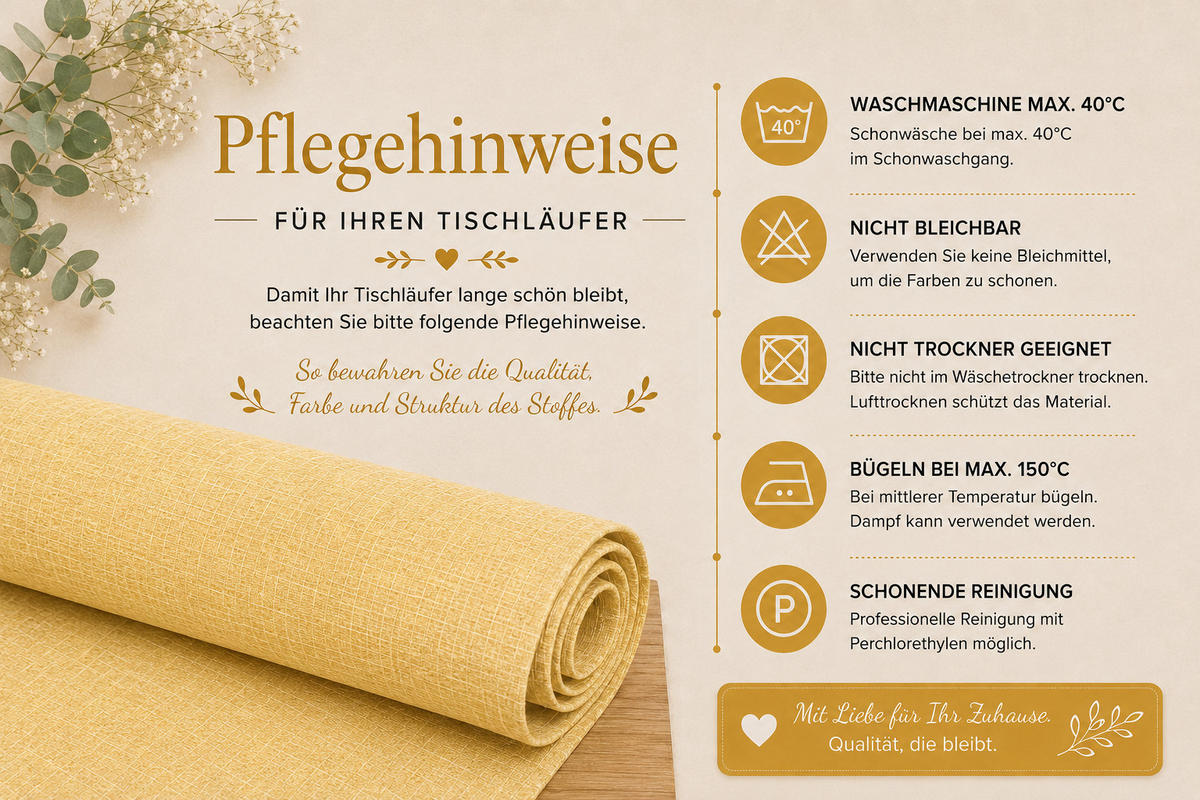 TISCHLÄUFER 40/140 cm Gelb Leinenoptik - Gelb, Textil (40/140cm) - TiborTex