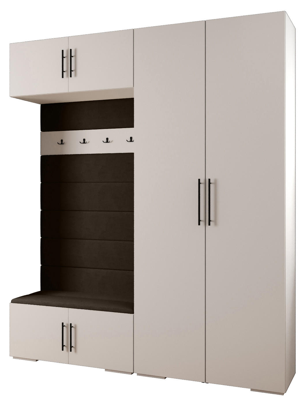 Abiks Möbel Garderoben-Set Weiß, Braun, Schwarz 200x236.7x47 cm