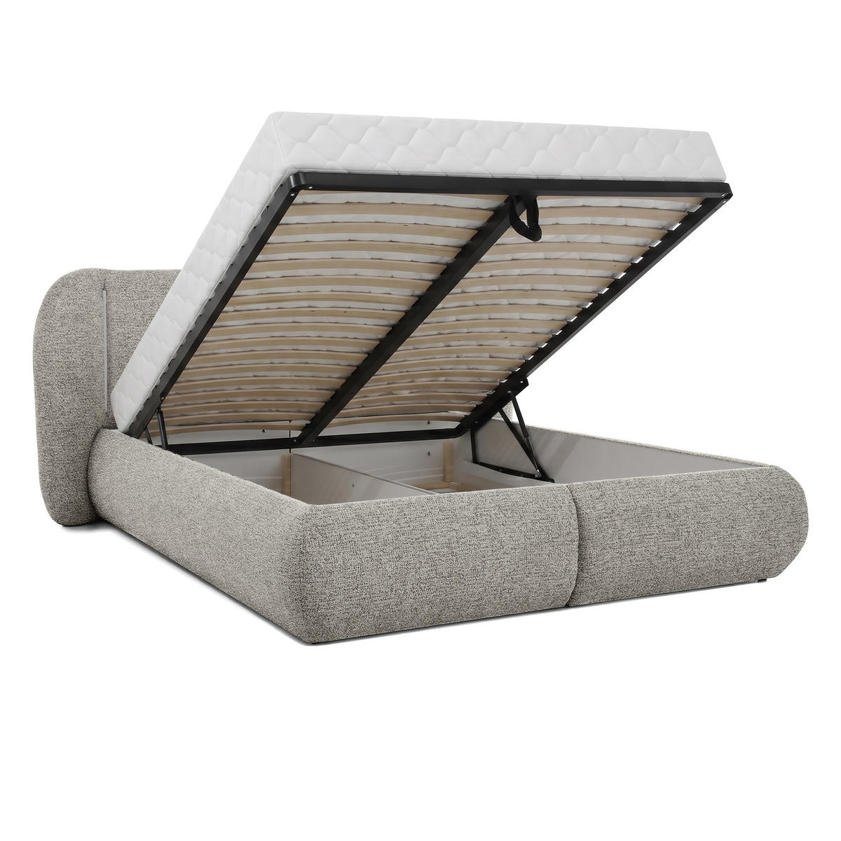 POLSTERBETT Corfu, LED-Beleuchtung, Bettkasten und Taschenfedernmatratze 26 cm, 160x200, Cappuccino - Cappuccino, Textil (160/200cm) - Beautysofa