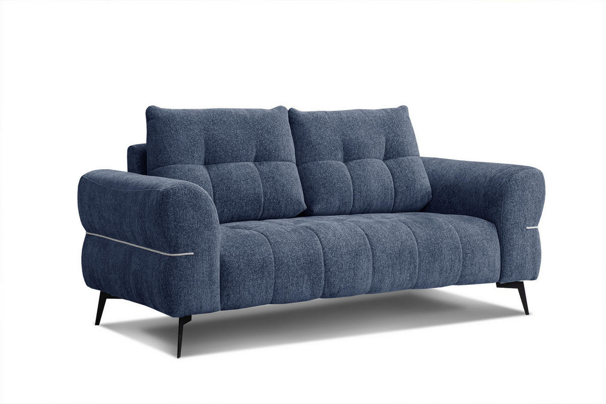 SOFA SALVINI 2,5-Sitzer, dunkelblau - Schwarz/Dunkelblau, Holzwerkstoff/Textil (176/88/99cm) - Courtois Laville