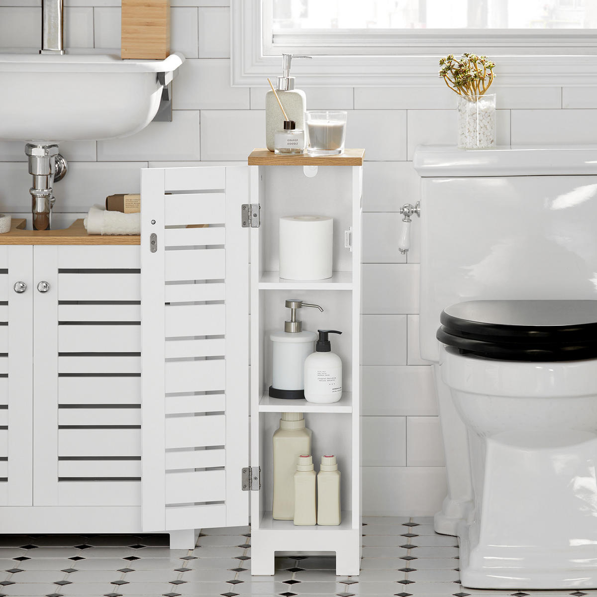 TOILETTENROLLENHALTER Weiß - Weiß, Holzwerkstoff (20/75/18cm) - SoBuy