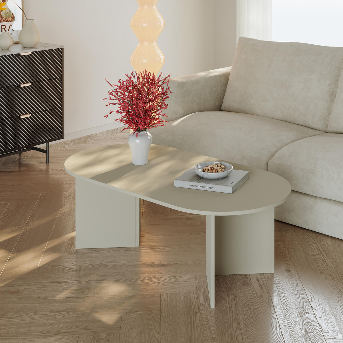 KONZOLOVÝ STOLIK Kynd 119/60/40 cm - piesková, kompozitné drevo (119/60/40cm) - [en.casa]