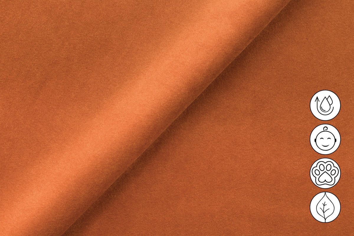 ECKSOFA FIERO 4-Sitzer RECHTS, Oranger Veloursstoff - Schwarz/Orange, Holz/Textil (288/170cm) - Courtois Laville