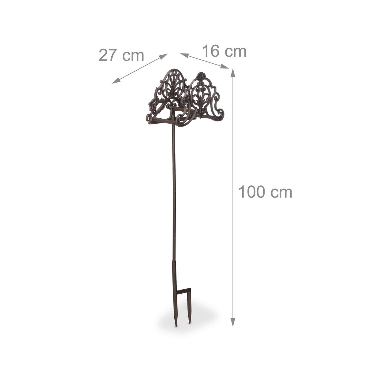 SCHLAUCHHALTER - Dunkelbraun, Metall (27/100/16cm) - Relaxdays