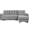 ECKSCHLAFSOFA ERISO 3/4 Sitzer und Universalecke mit Ottoman, Velour-Stoff, grau - Braun/Grau, Textil (240/183cm) - KONSIMO®