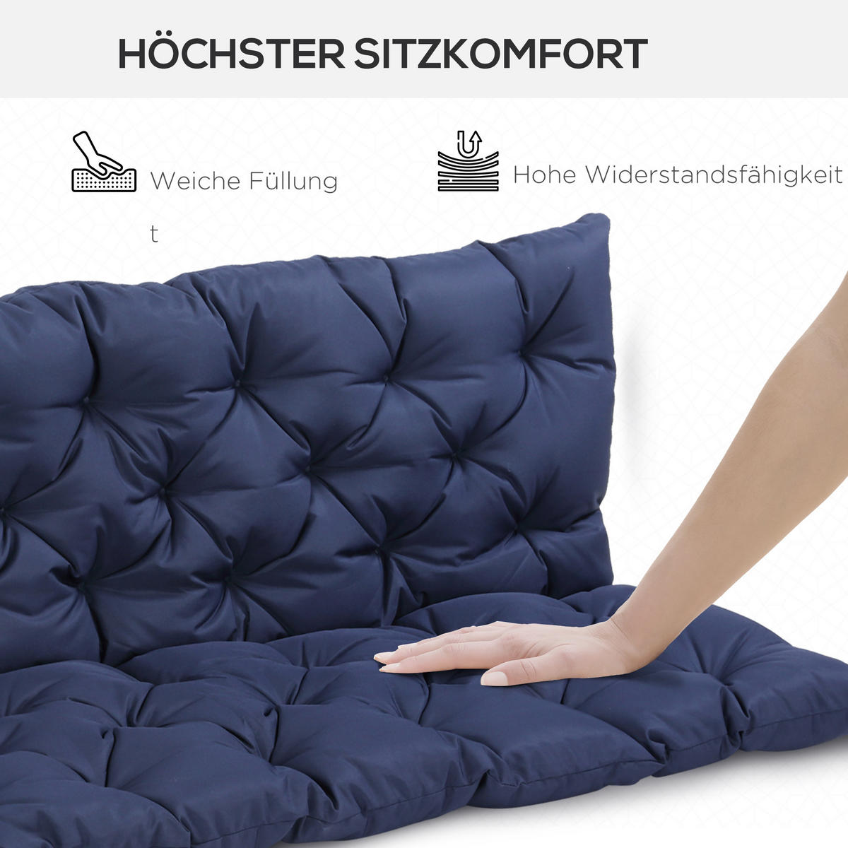 BANKAUFLAGE 3-Sitzer 150 x 98 x 8 cm - Blau, Kunststoff (150/8/98cm) - Outsunny
