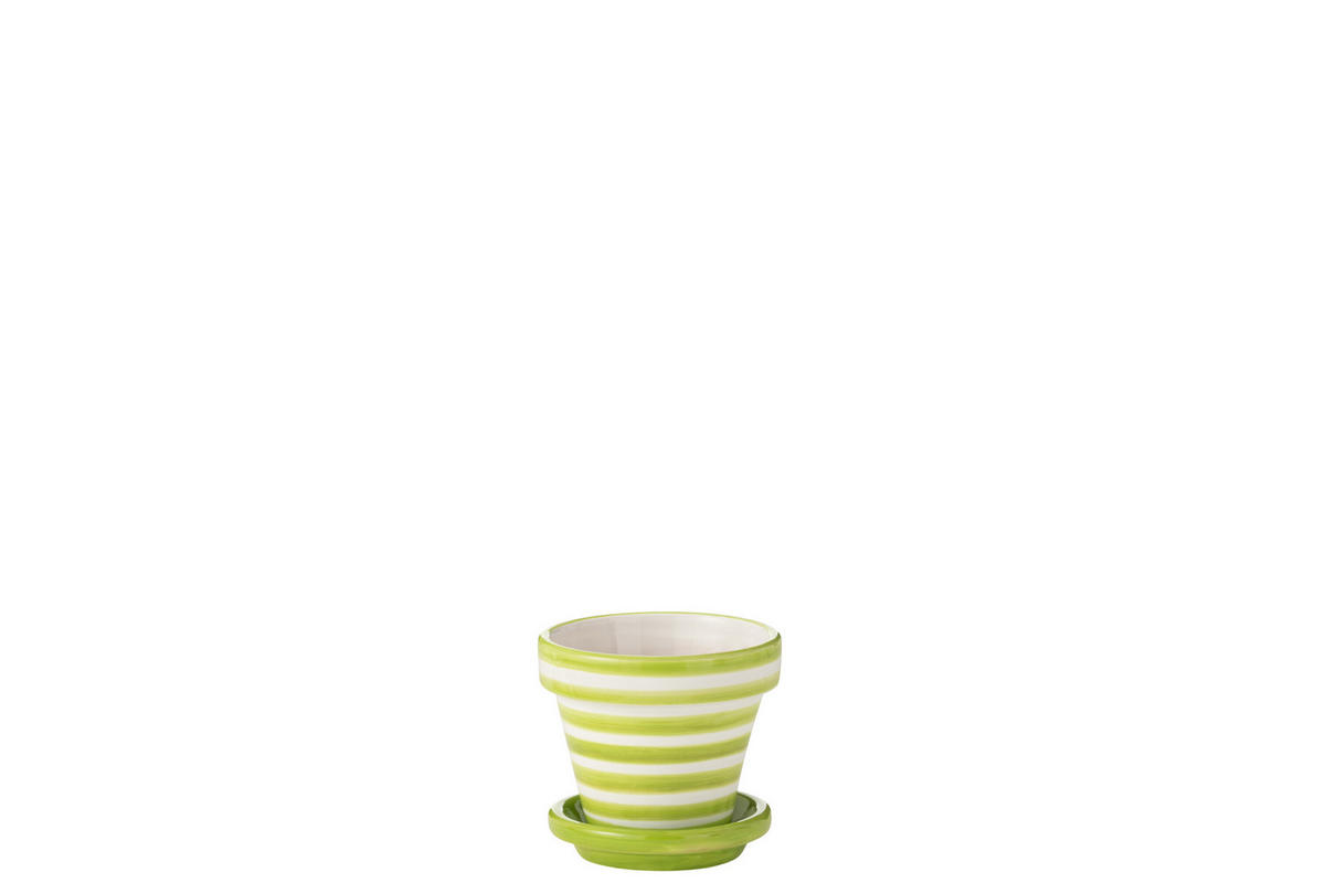 BLUMENTOPF GRANADA STRIPES - Töpferei - Grün - S - Ø 17 cm - Multicolor, Keramik (17/15cm) - J-Line