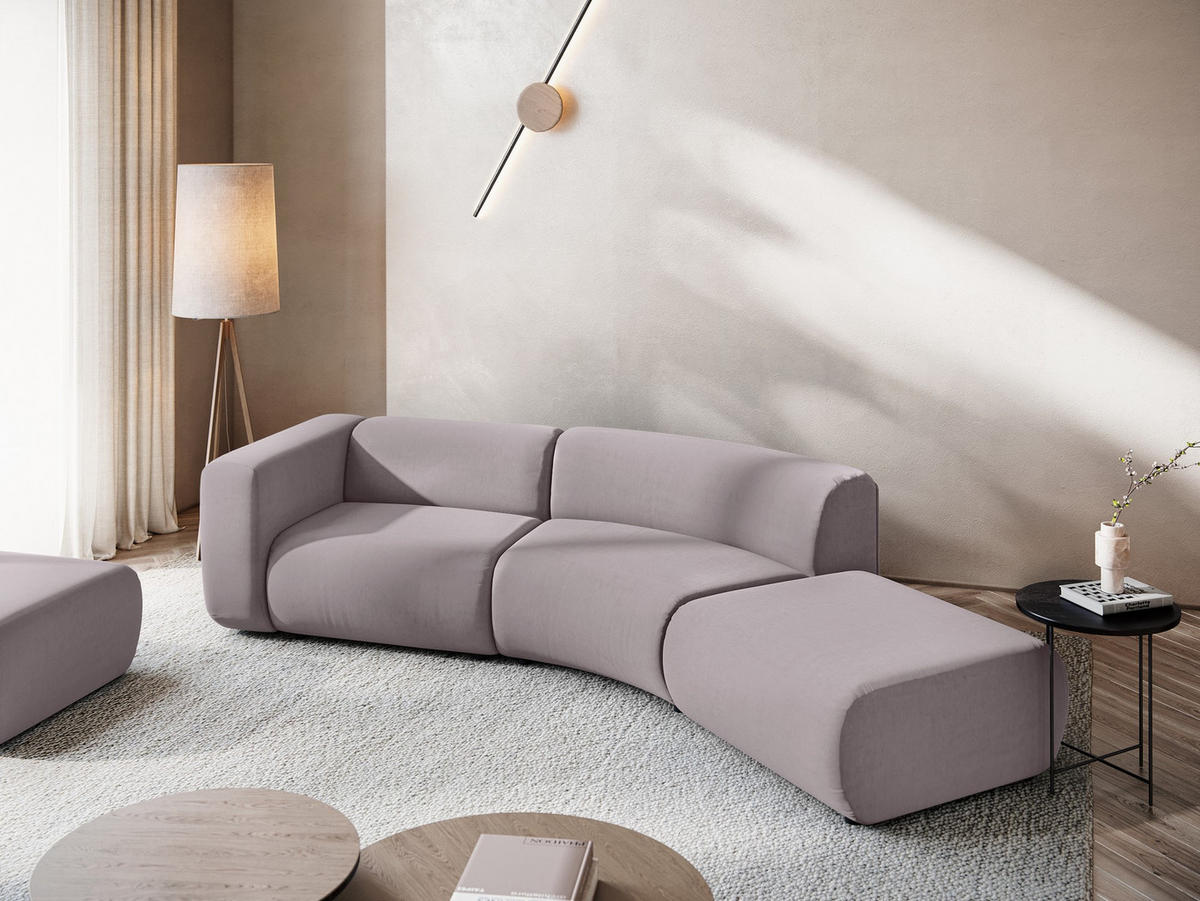 4-SITZER-SOFA Samt Stoff Violett - Lila/Flieder, Kunststoff/Textil (335/70/166cm) - Makamii