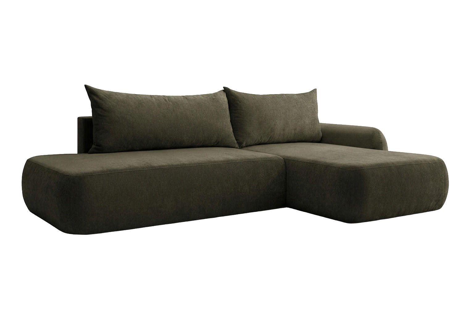 ECKSOFA Mit Schlaffunktion Und Bettkasten, Velvet-Stoff Vena, Olive, Rechts, HELA I - Olivgrün, Holz (302/184cm) - Kaiser Möbel