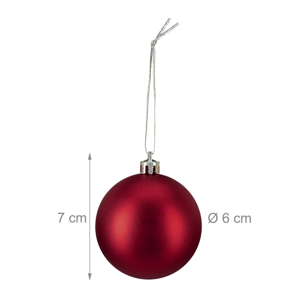100XWEIHNACHTSKUGELN - Rot, Kunststoff (6/7/6cm) - Relaxdays