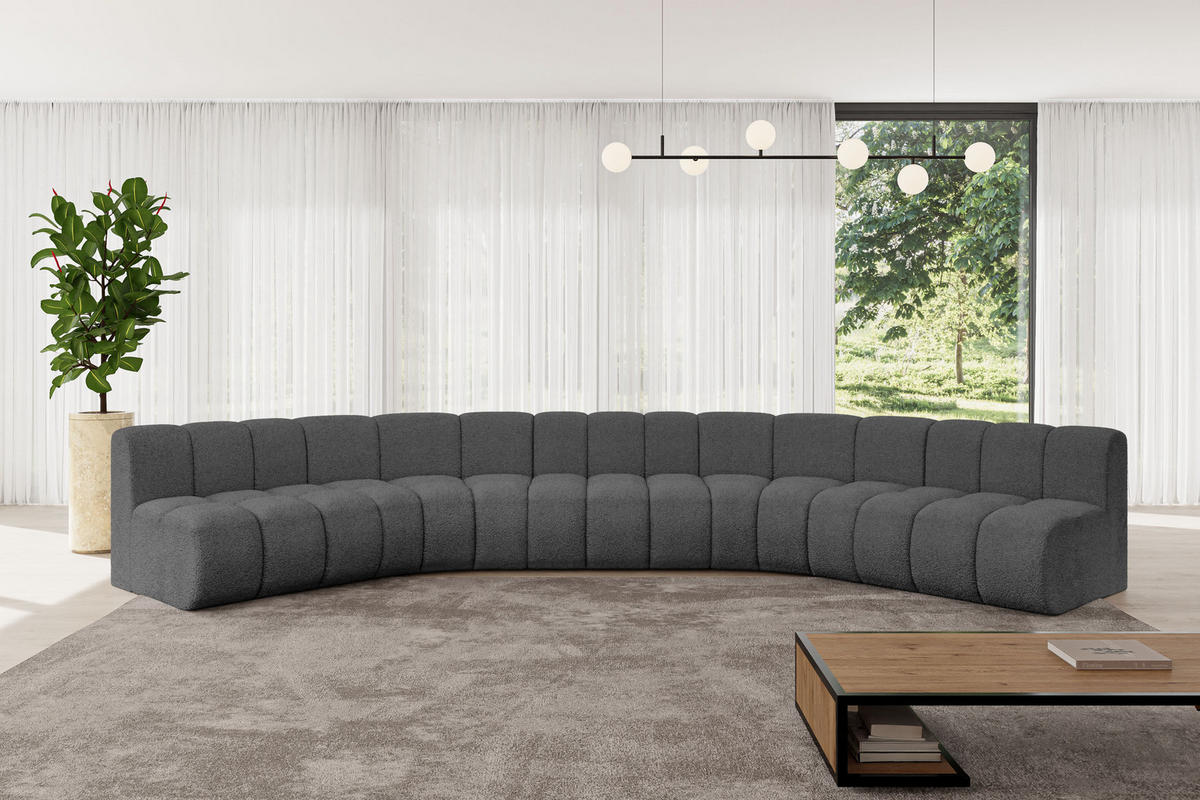 WOHNLANDSCHAFT modulares Sofa Montra-U1 - 490x174x70 cm Grau - Grau, Holzwerkstoff/Textil (490/70/174cm) - ALTDECOR