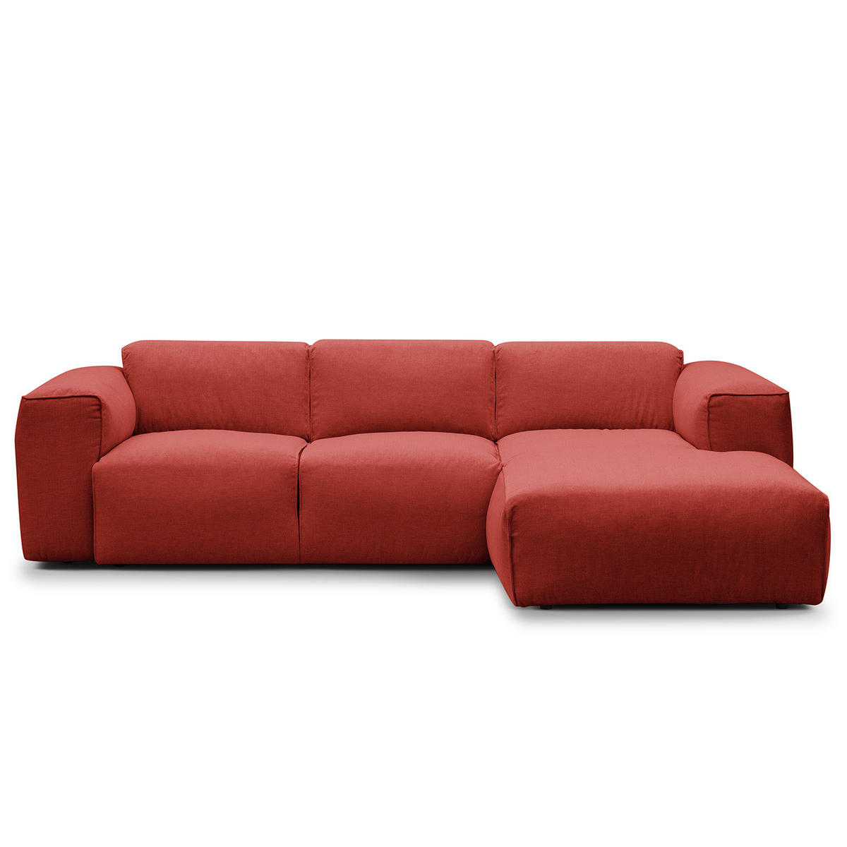3-SITZER ECKSOFA mit Longchair - Rot/Schwarz, Kunststoff/Textil (251/173cm) - home24