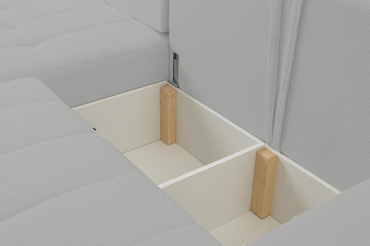 ECKSOFA Masina Hellgrau, Schlafsofa aus Veloursstoff - Hellgrau, Holzwerkstoff (245/143cm) - Bettso