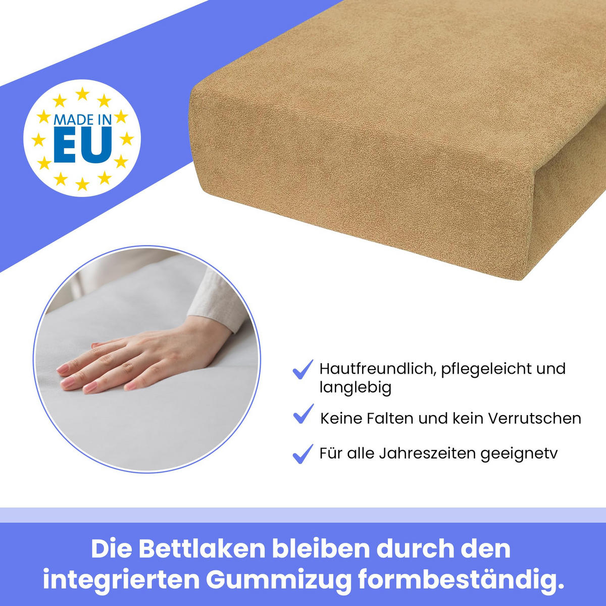 SPANNBETTLAKEN 80/200 cm, Frottee Elastisch 100 % Baumwolle Beige - Beige, Textil (80/200cm) - Best For Home