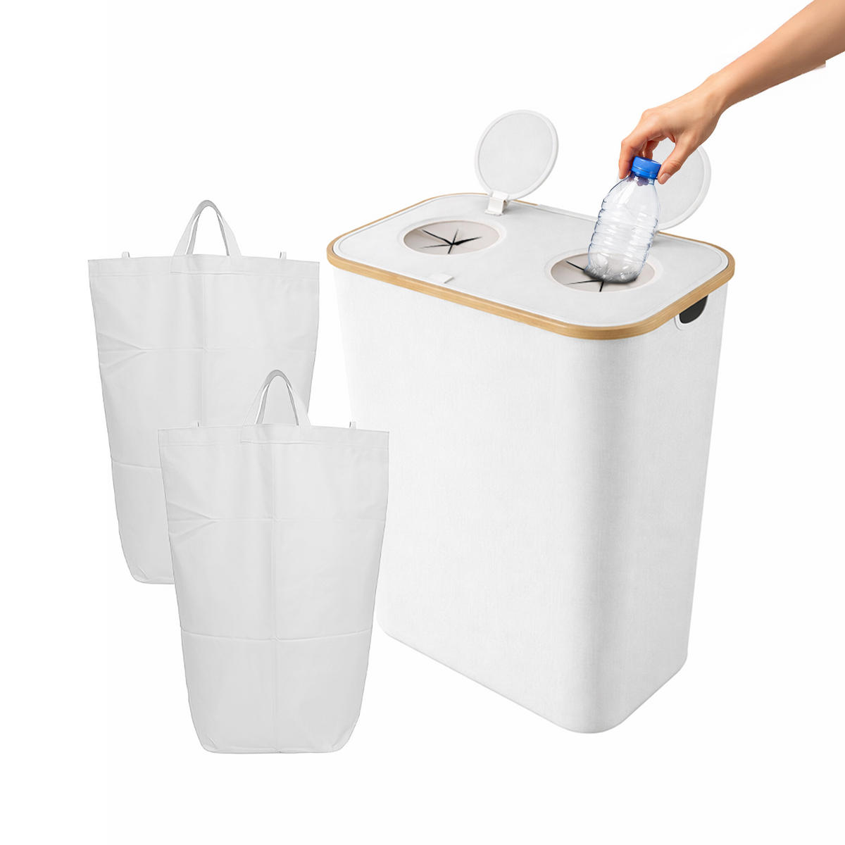 PFANDFLASCHEN-SAMMELBEHÄLTER - Weiß, Holz/Kunststoff (57/80/37cm) - Relaxdays