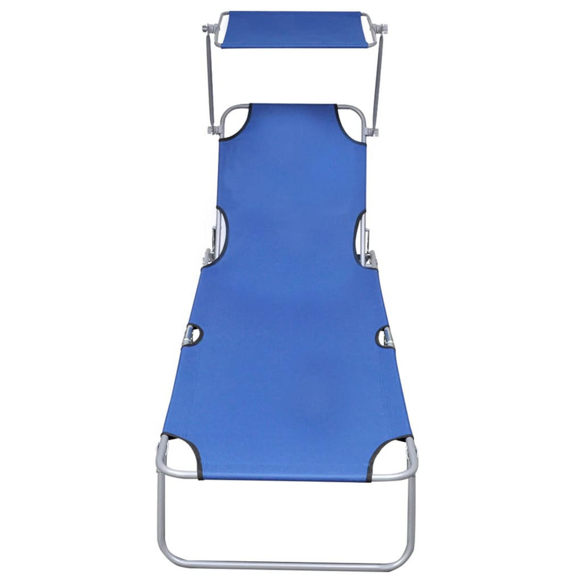 KLAPPLIEGE mit Sonnendach Blau Aluminium - Blau, Textil (57.5/27/188.5cm) - furnicato
