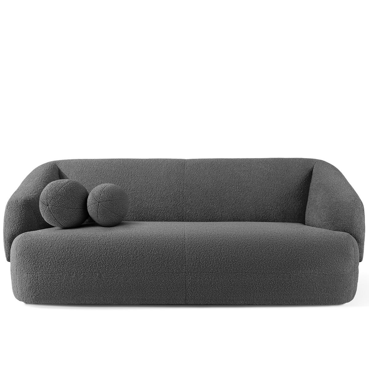 EINZELSOFA VIRA, Dunkelgrau, Bouclé - Dunkelgrau/Schwarz, Holz/Holzwerkstoff (210/84/100cm) - KONSIMO®
