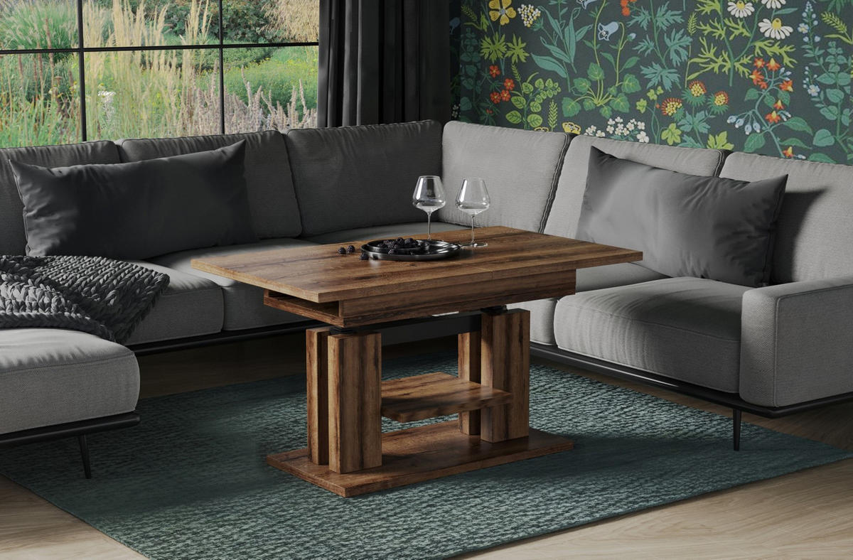 COUCHTISCH Iso höhenverstellbar ausziehbar bis 170 cm - Mooreichefarben, Holzwerkstoff (110/65/58cm) - Endo-Moebel