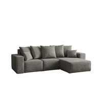 ECKSOFA L-Form Premium Kollektion ELLA Stoff Velours Noel Grau Rechts - Grau, Holz/Textil (262/168cm) - Kaiser Möbel