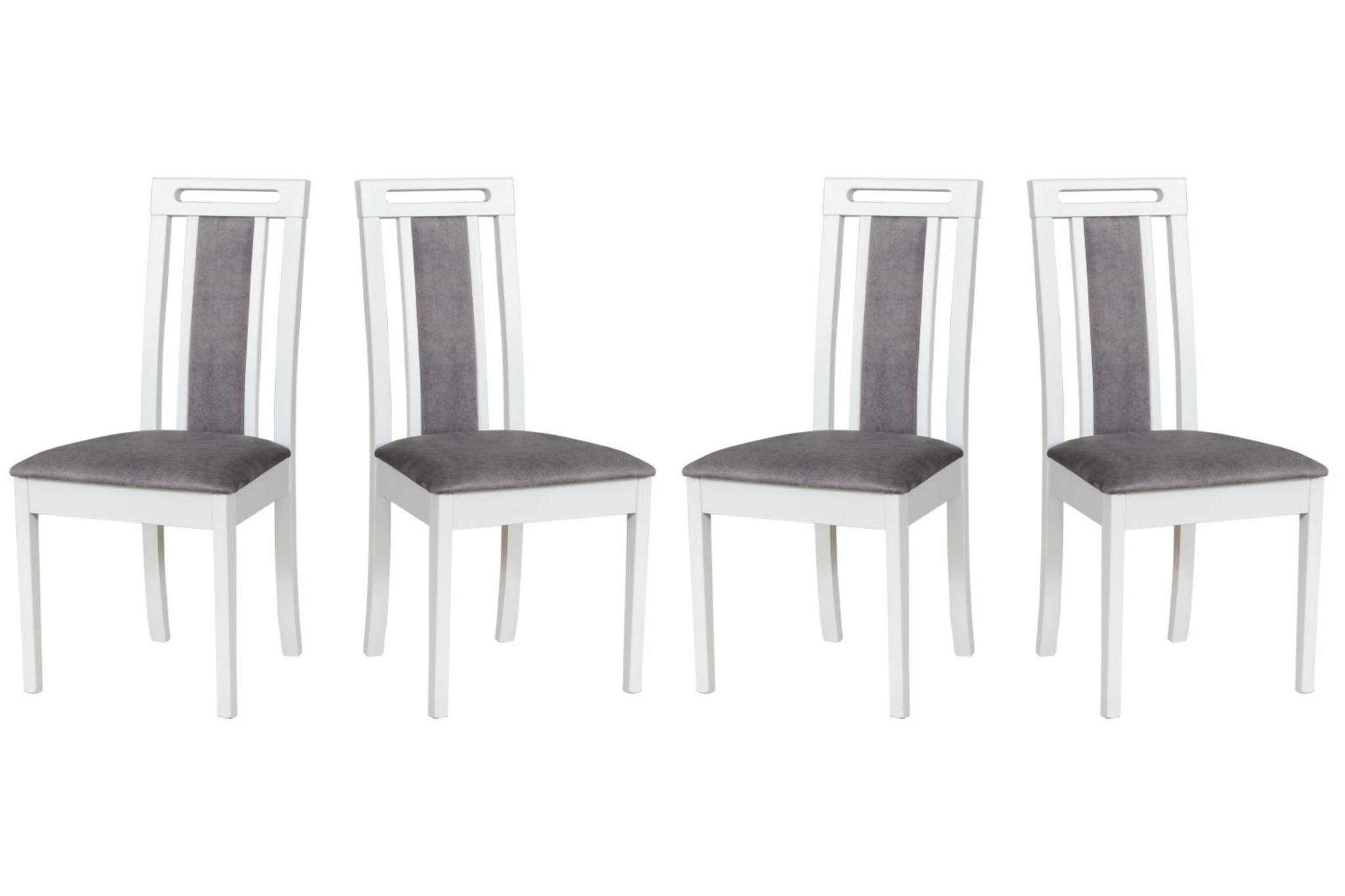 ESSZIMMERSTUHL - Set 4x Roma 12 weiss, zetta 302  - Hellgrau/Weiß, Holz (45/96/41cm) - Leaf Design