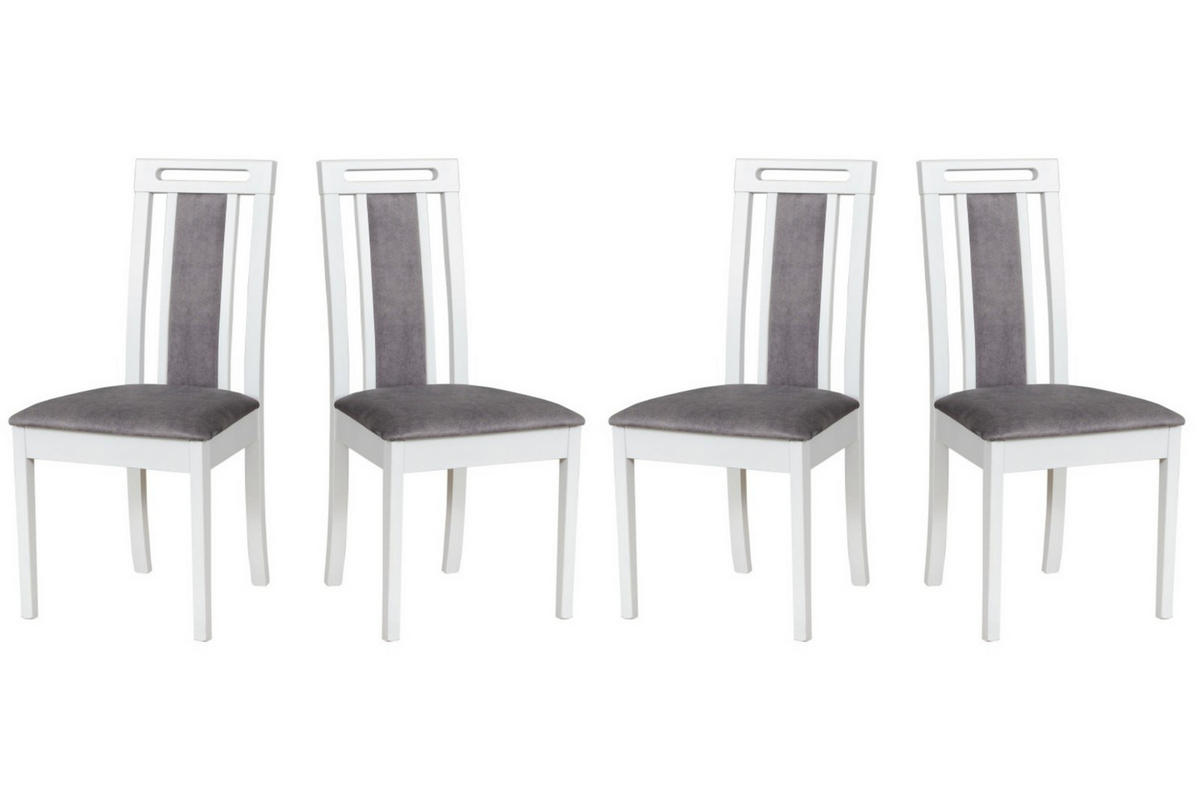 ESSZIMMERSTUHL - Set 4x Roma 12 weiss, zetta 302  - Hellgrau/Weiß, Holz (45/96/41cm) - Leaf Design