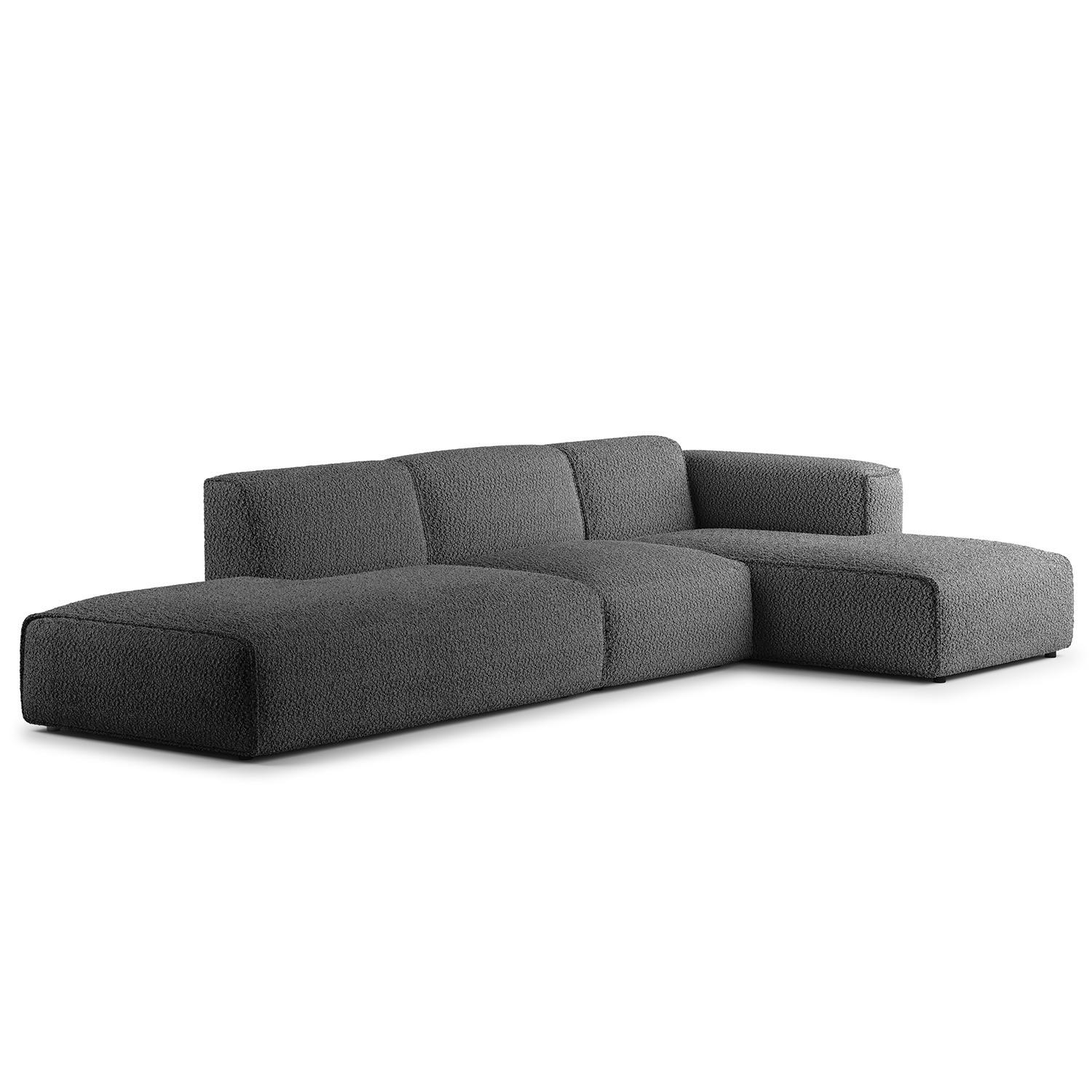 ECKSOFA mit Chaiselongue - Anthrazit/Schwarz, Kunststoff/Textil (290/173cm) - home24