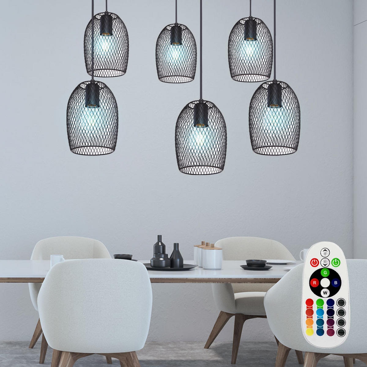 LED HÄNGELEUCHTE Metall Geflecht Schwarz - Schwarz, Metall (75/75/150cm) - Globo Lighting