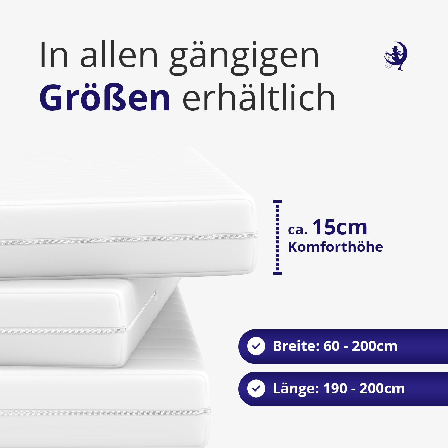 MATRATZE 180x200 cm, H2 H3, Kaltschaummatratze, höhe 15 cm - Weiß, Textil (180/200cm) - Mister Sandman
