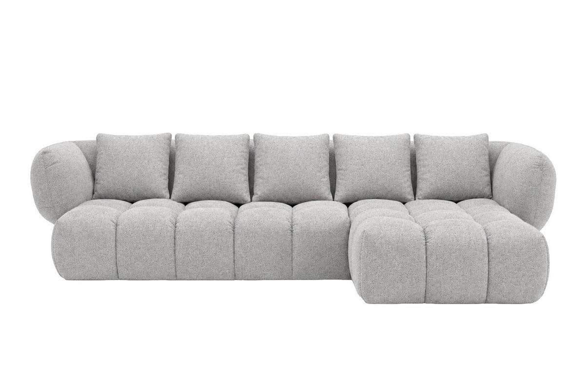 ROHOVÁ SEDAČKA ve tvaru L, žinylková tkanina Puente, Světle šedá, Pravá strana, SEVIO L - světle šedá, dřevo (242/175cm) - Kaiser Möbel