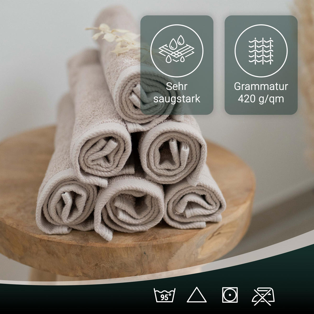 GÄSTETÜCHER, 10er-Set, 30x50 cm, 100% Baumwolle, Braun - Cappuccino, Textil (30/50cm) - Zollner